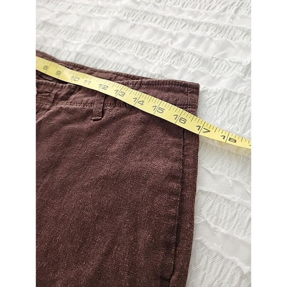 APT.9 Wide Leg Brown Linen Blend Capri Gaucho Pants Size 10 Cropped Casual Boho - Picture 6 of 13